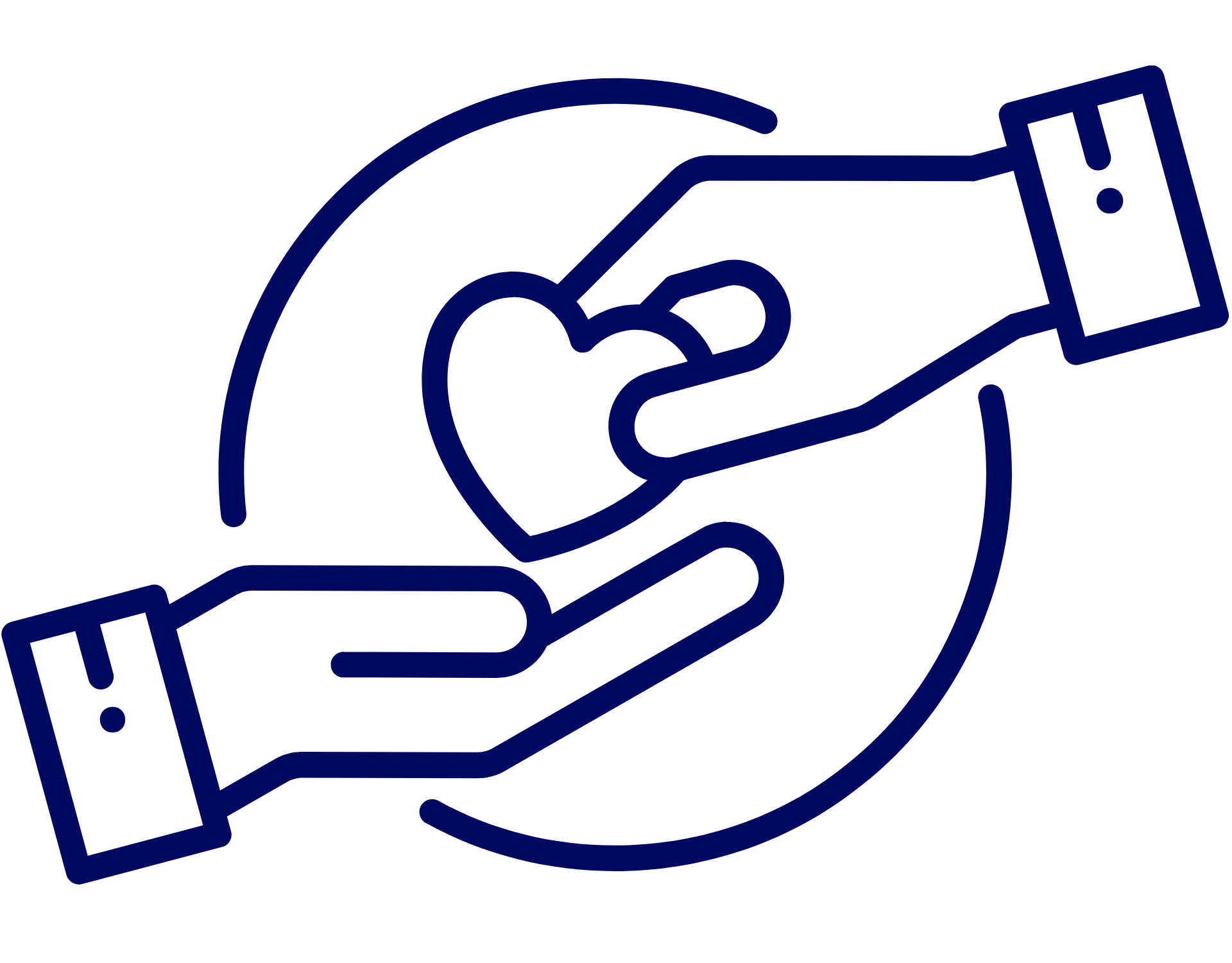 Cartoon image of hands passing a love heart