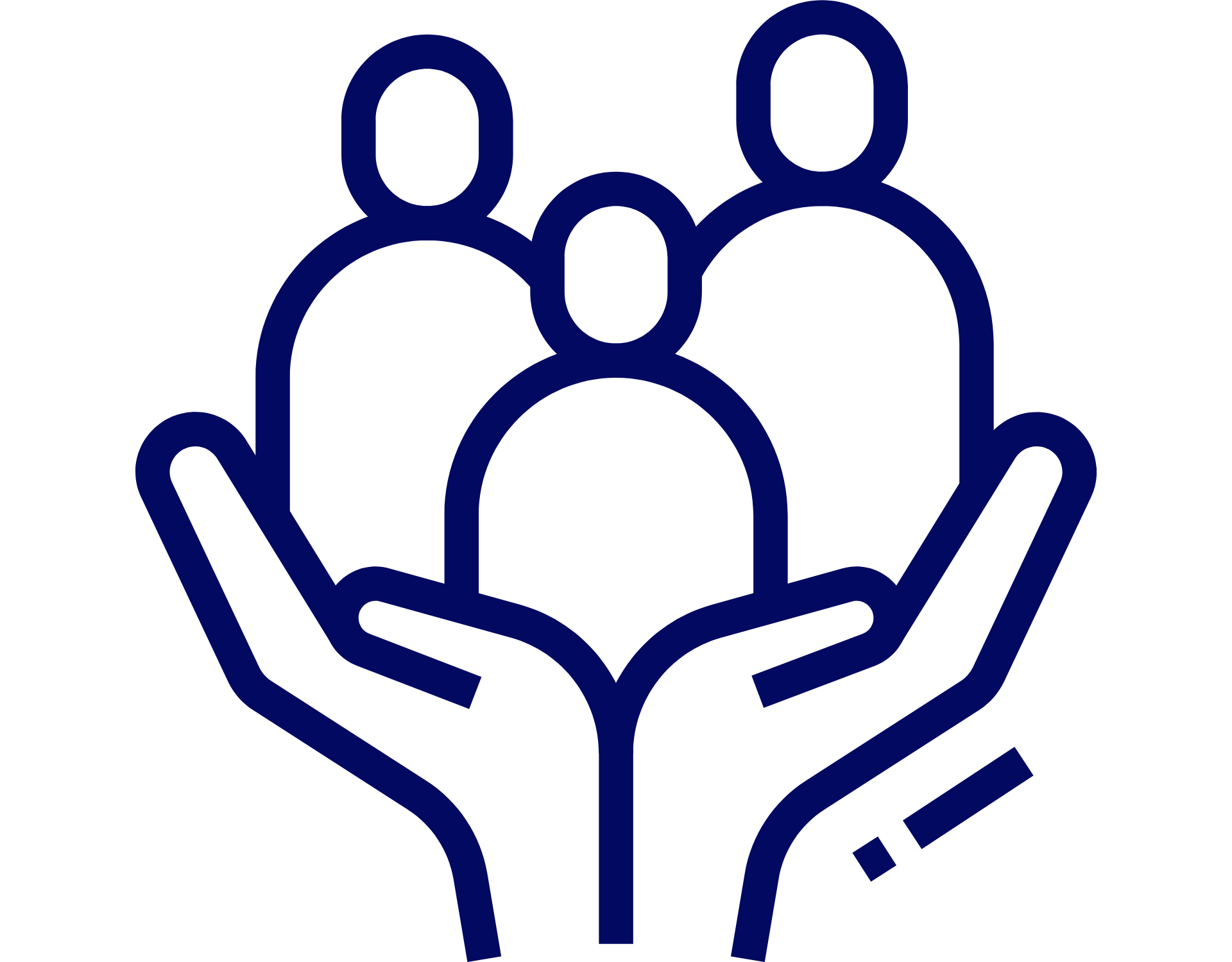 Cartoon image of hands holding people