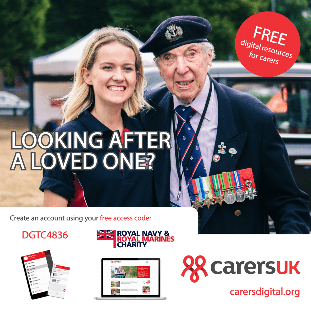 blond lady and veteran smiling, information about carers portal