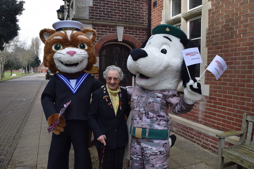 Veterans Visit at HMS Excelletn with RNRMC Mascots