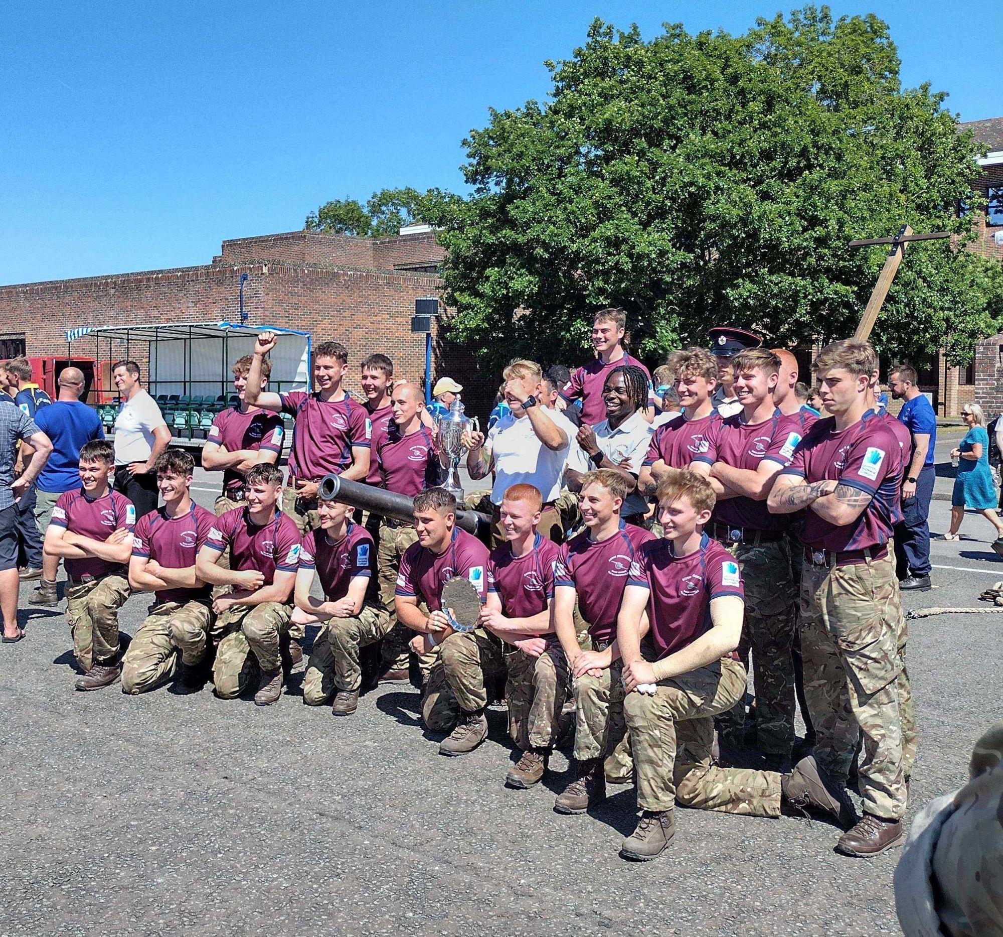 The Royal Engineers Junior Field Gun team with their trophy