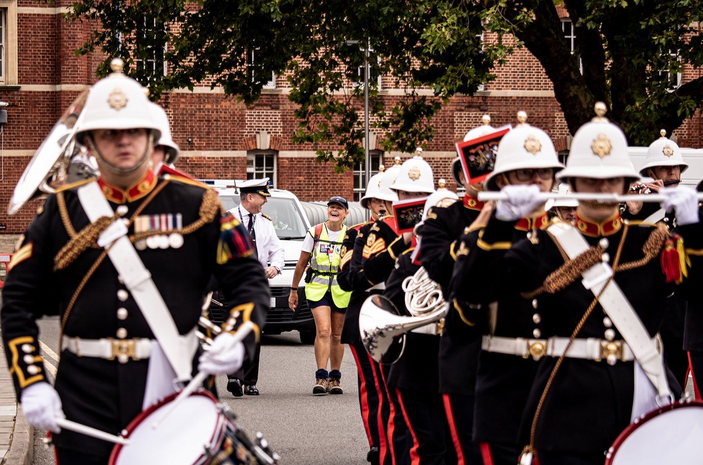 Jane accompanied by HM Band of Royal Marines Portsmouth