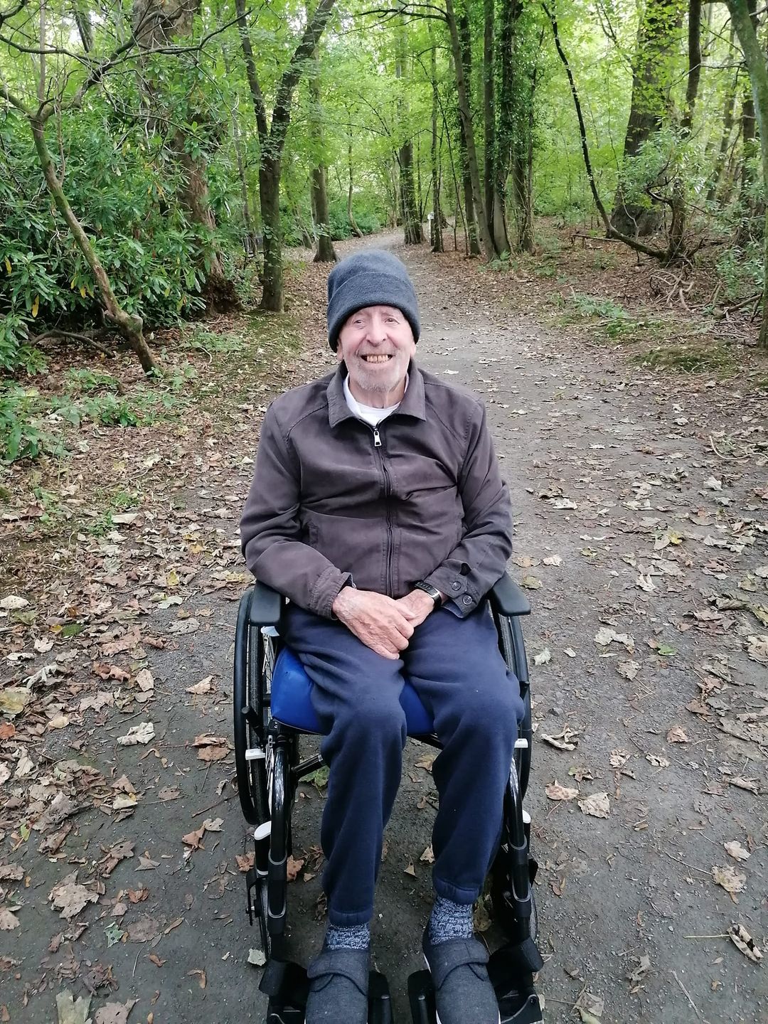 Sandy in wheelchair in the forest