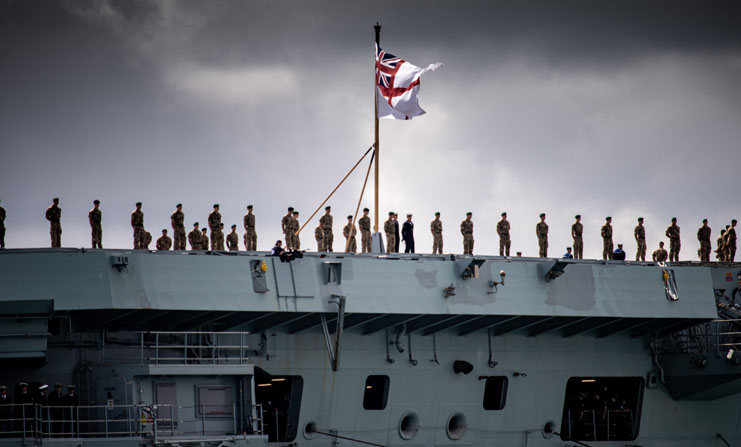 HMS Queen Elizabeth leaving Portsmouth