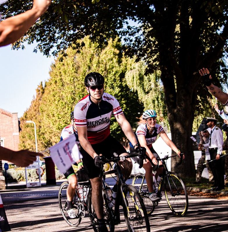 Heroes Challenge Cyclists arrive at HMS Excellent