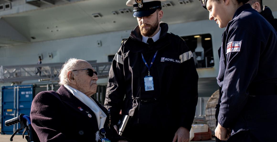 101-year-old WW2 veteran Royal Harland on HMS Prince of Wales