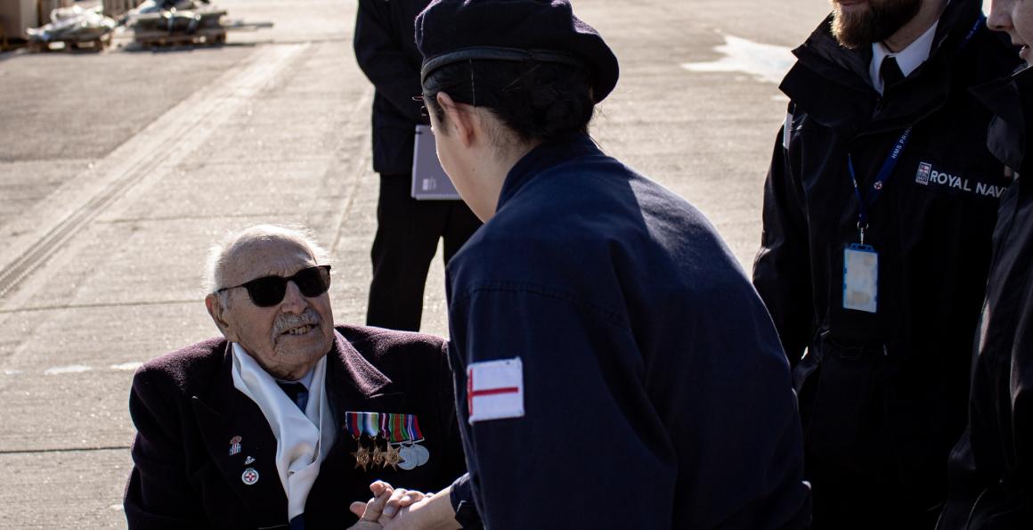 101-year-old WW2 veteran Royal Harland on HMS Prince of Wales