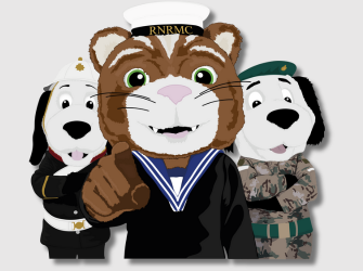 Three charity mascots.