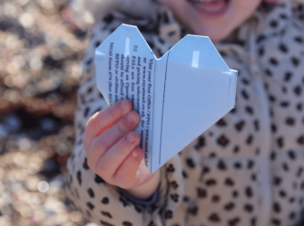 Bluey folded into a heart shape