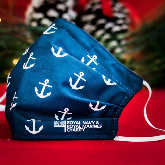 RNRMC navy blue and white anchor cloth face mask