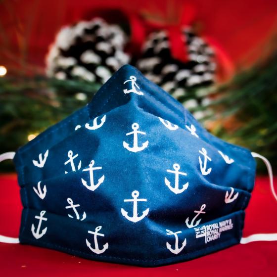 RNRMC navy blue and white anchor cloth face mask