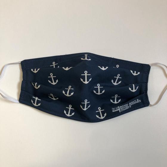 RNRMC navy blue and white anchor cloth face mask