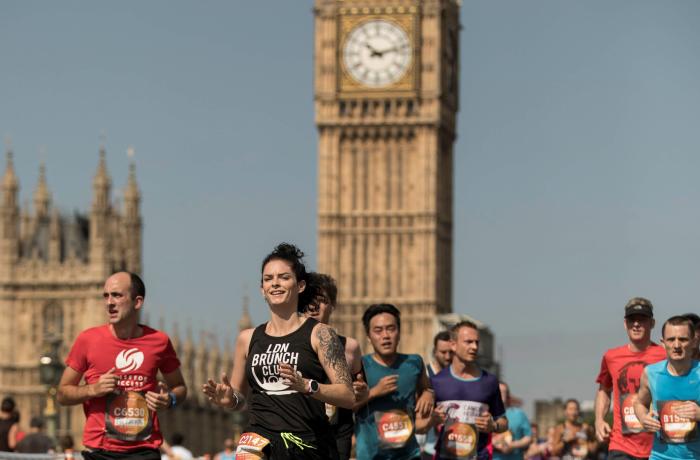 People running, Big Ben in background