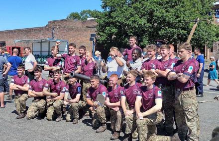 The Royal Engineers Junior Field Gun team with their trophy